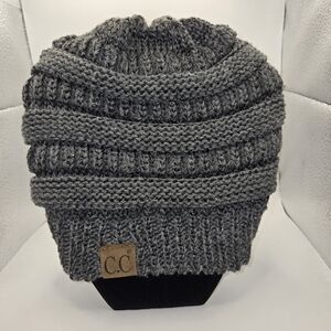 C.C Gray Chunky Knit Slouchy Hat